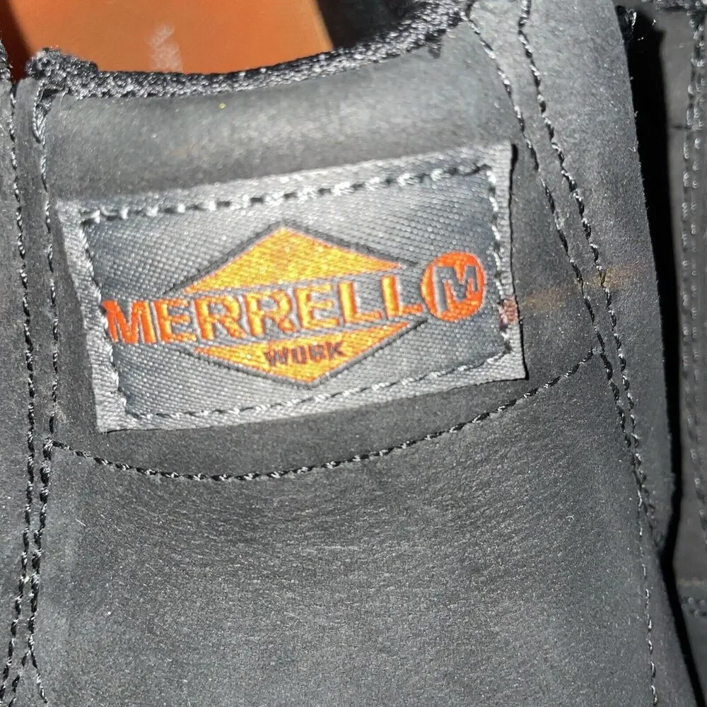 Merrell Mens Safety Shoes Size 13 M Black Leather Steel Toe Oil & Slip Resistant